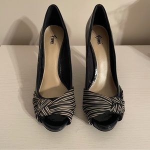 Women’s Fioni Navy and Cream Peep Toe Heels